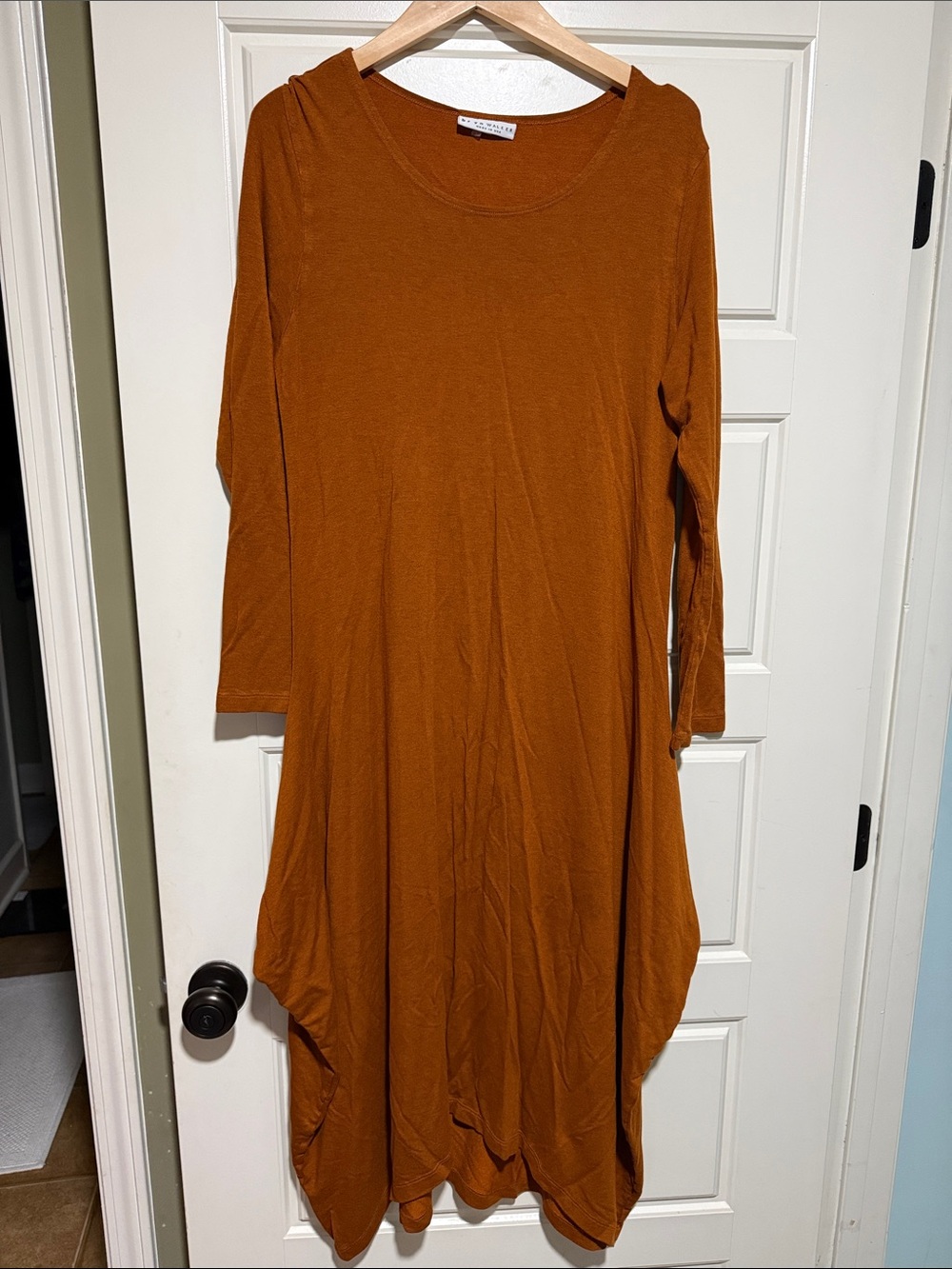 bryn Walker Asymmetrical Long-Sleeve Dress in Rust Orange fall colors
